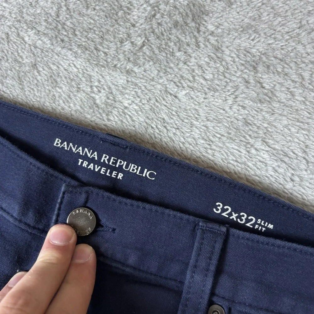 Banana Republic Mens 32x32‎ (Fits 34x31) Blue Travel Pant Slim Fit Taper